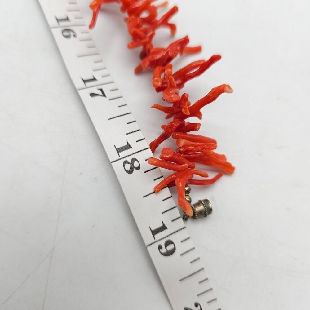 Native American Red Coral Branch Necklace With Barrel Clasp 19in Length - Picture 5 of 5